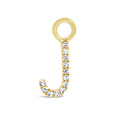 0.04ct 14k Yellow Gold Diamond "J" Hoop Charm